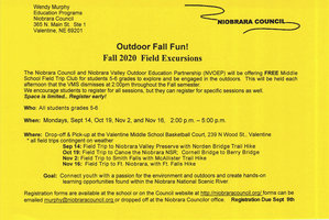 Niobrara Council Invites 5th & 6th Graders to Enjoy Nature!