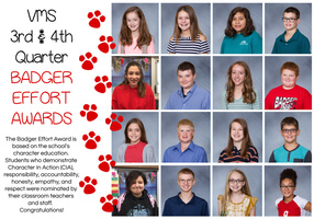 VMS 3rd & 4th Quarter Badger Effort Awards