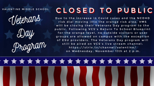 VMS Veterans Day Program Closed to Public