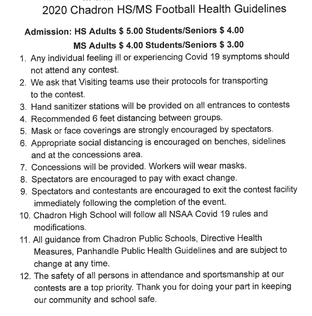 Chadron Health Guidelines