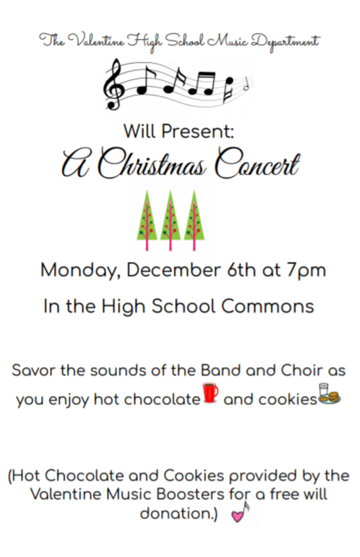 VHS Christmas Concert Dec 6th at 7pm